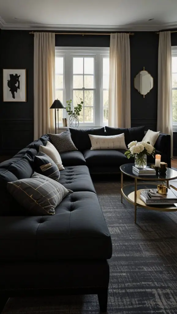  Black Couch,designer living room furniture,new Livingroom design, modern Livingroom design, 