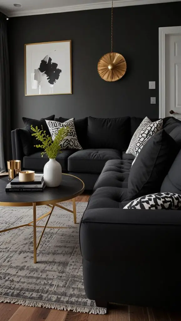  Black Couch,designer living room furniture,new Livingroom design, modern Livingroom design, 