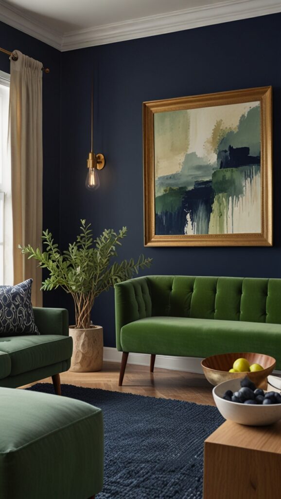 Navy Blue, Sage Green, Home Makeover, Paint Trends,Interior Refresh, Paint Palette, Color Trends, Elegant Spaces