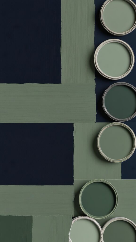 Navy Blue, Sage Green, Home Makeover, Paint Trends,Interior Refresh, Paint Palette, Color Trends, Elegant Spaces