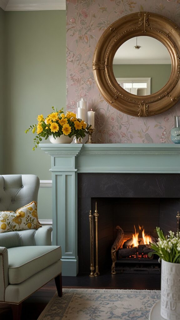 Benjamin more Fireplace ,new bm Fireplace design, modern Fireplace makeovers,Benjamin more spring colors,,remodel ,  