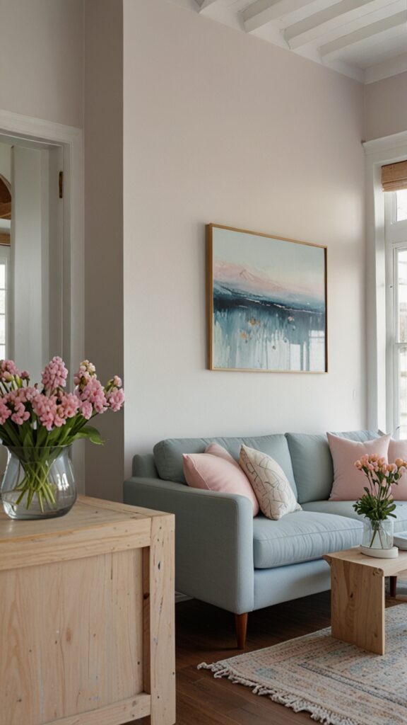 Spring mantel decor, seasonal refresh, modern mantel, spring color trends ,Benjamin more Fireplace ,new bm Fireplace design, modern Fireplace makeovers,Benjamin more spring colors,,remodel ,  Fireplace hues colors pallets , Fireplace colors schema , top colors hue 