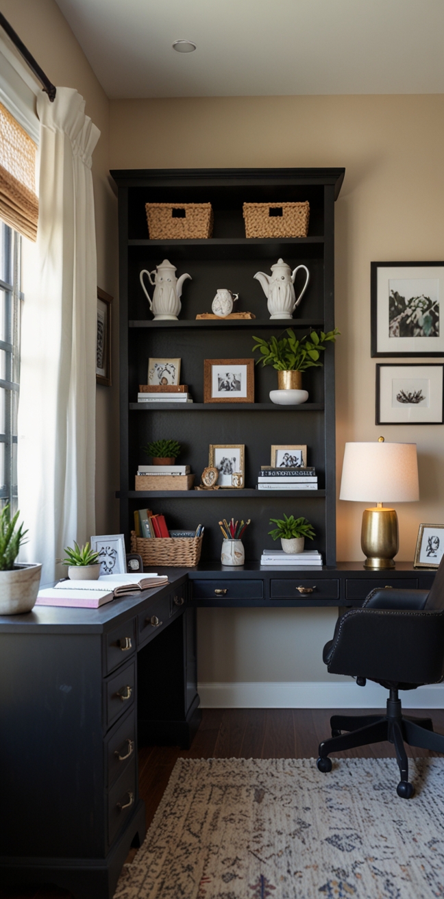 black iron desk, home office decor, stylish office furniture, home workspace design, productivity tips