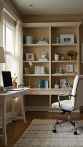 desk painting services, cream paint finish, home office design ideas, professional office desk, stylish office decor