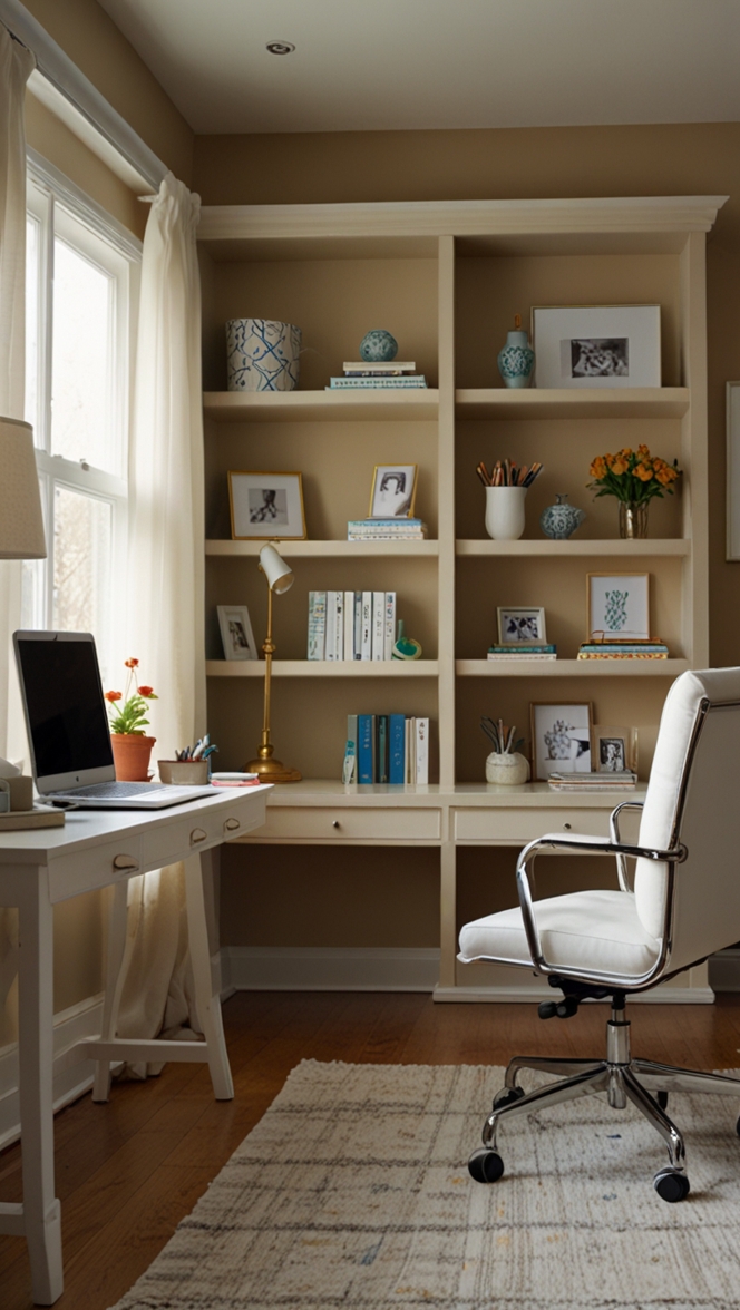desk painting services, cream paint finish, home office design ideas, professional office desk, stylish office decor