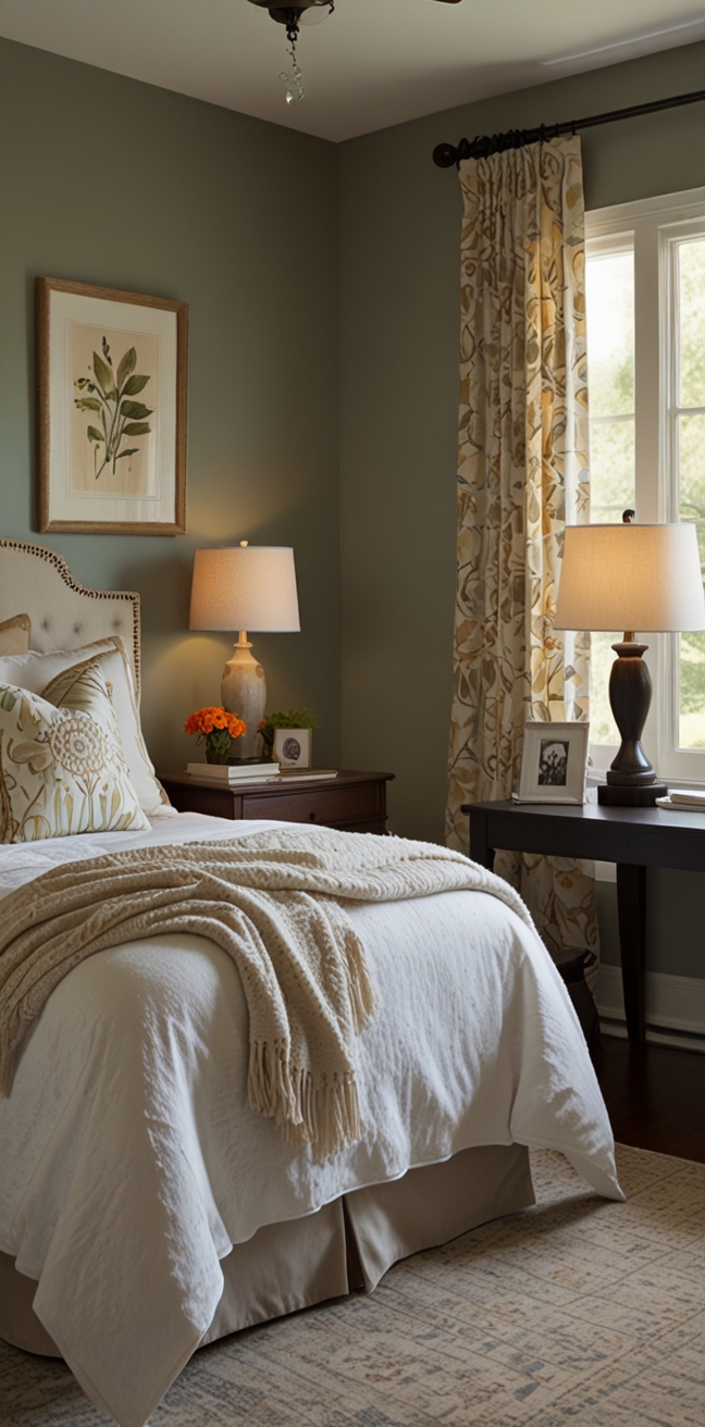 guest room office decor, stylish home office design, comfortable workspace setup, elegant guest room conversion, functional office furniture