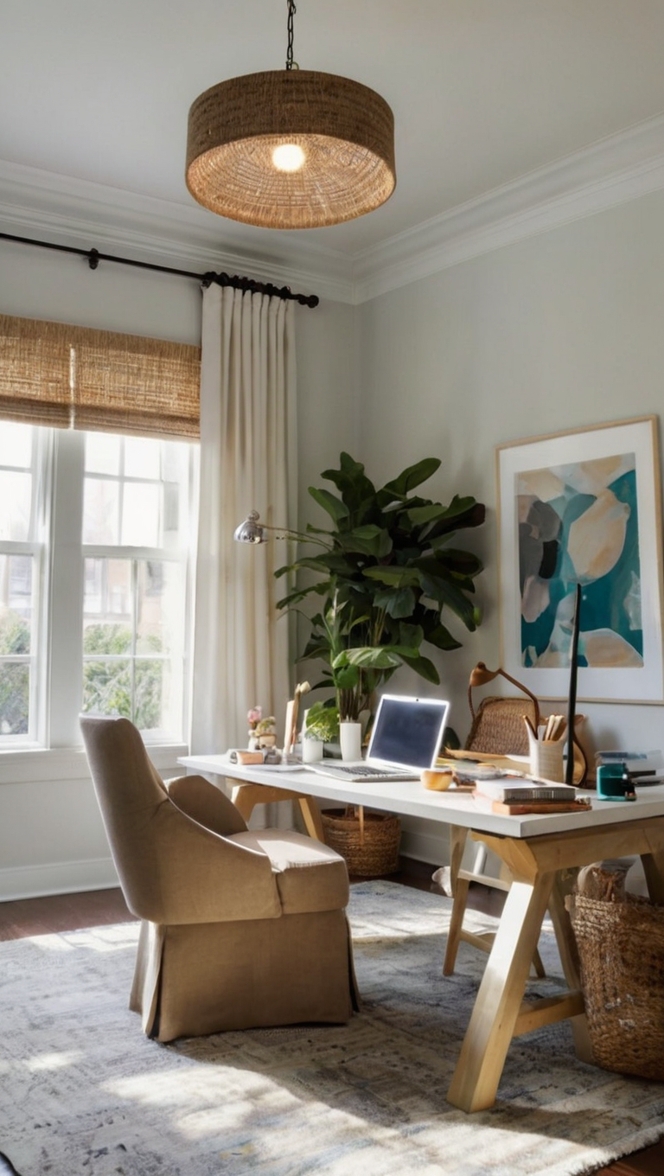 Eider White paint, best white paint, light and bright office, neutral paint colors, interior painting tips