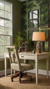 Forest-inspired office, Isle of Pines, office design, natural office decor, indoor greenery
