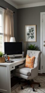 modern home office, interior design, room decor, elegant workspace, minimalist office