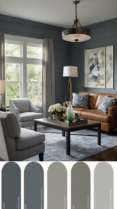 Grays Harbor Paint, Office Color Palette, Interior Design Scheme, Anchor Gray Wall, Professional Office Decor