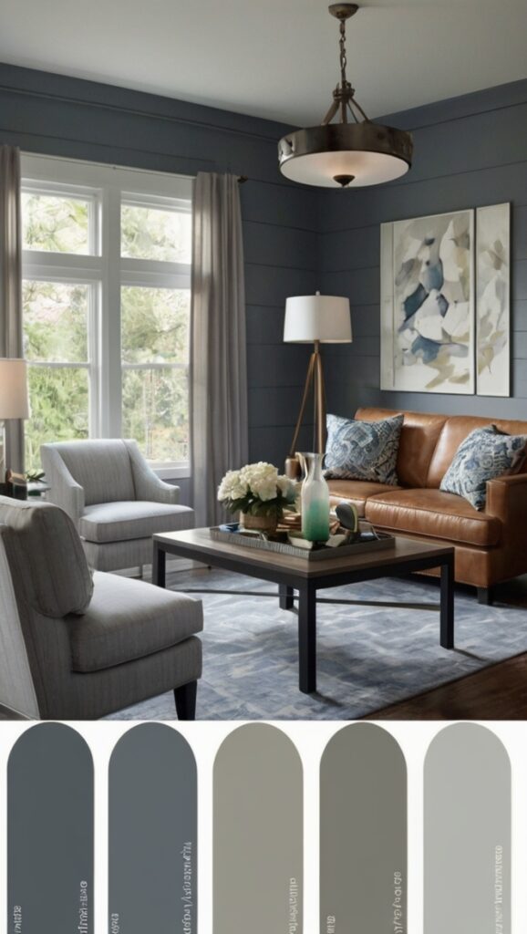 Grays Harbor Paint, Office Color Palette, Interior Design Scheme, Anchor Gray Wall, Professional Office Decor