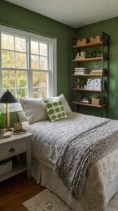 Rosemary green paint, Sherwin Williams sage green, Best green office paint colors, Mint green office decor, Olive green accent wall
