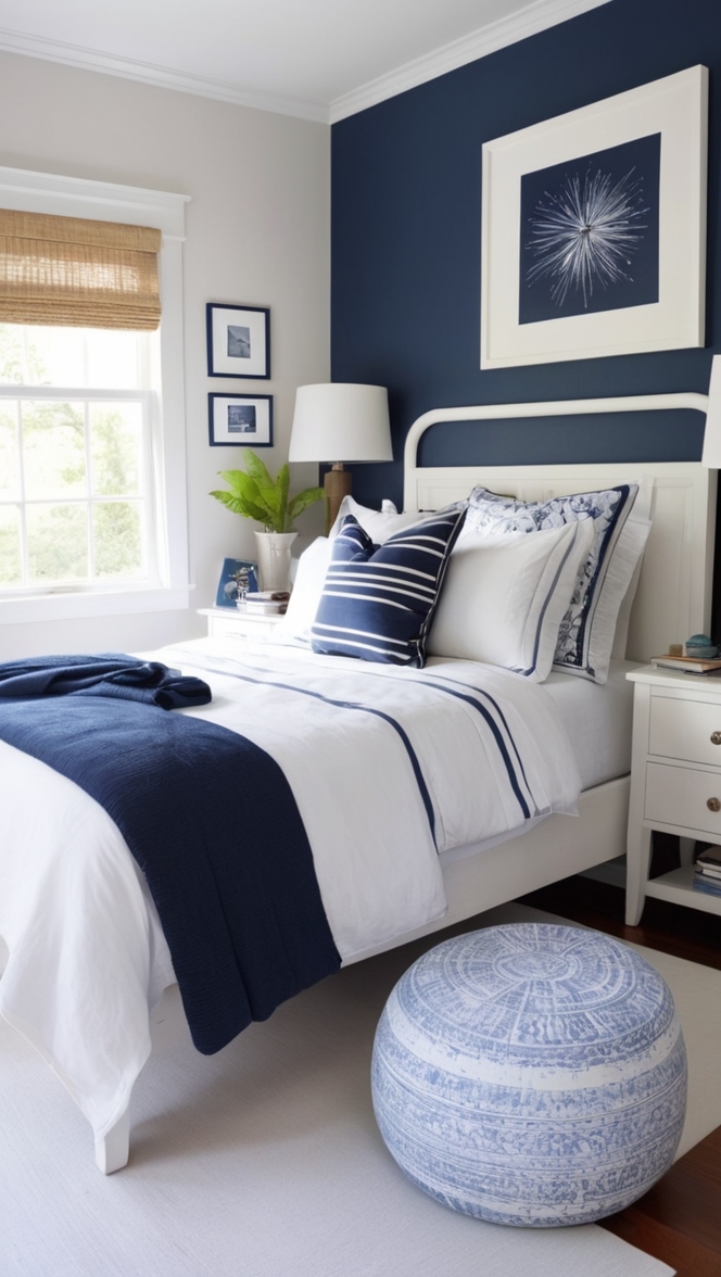 Navy blue bedroom decor, Navy blue bedroom sets, Navy blue furniture bedroom, Navy blue bedroom design, Navy blue and white bedroom 