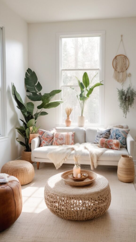 boho decor, minimalist home, modern boho, Scandinavian interior, contemporary living room