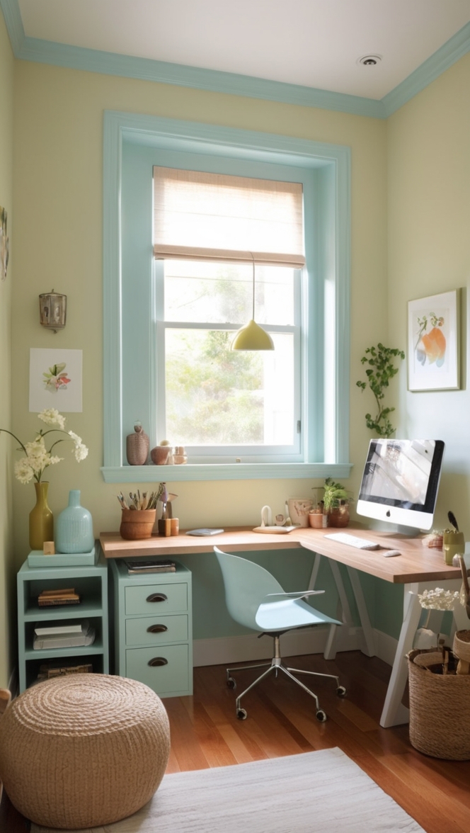 home office decor, small home office design, work from home setup, home office organization, cozy home office.