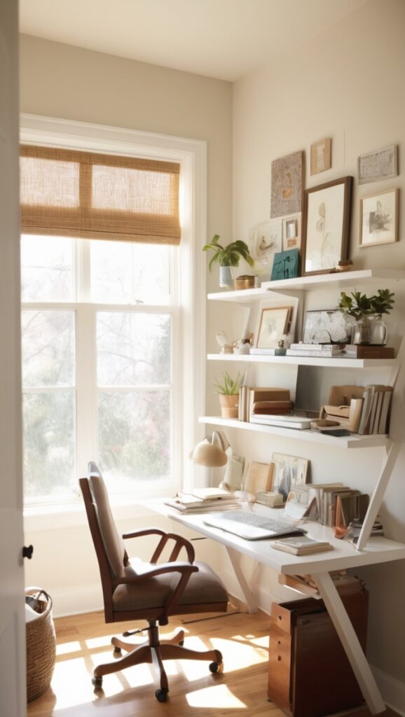 cozy home office decor, home office furniture, home office design, comfortable work from home setup, stylish home office ideas