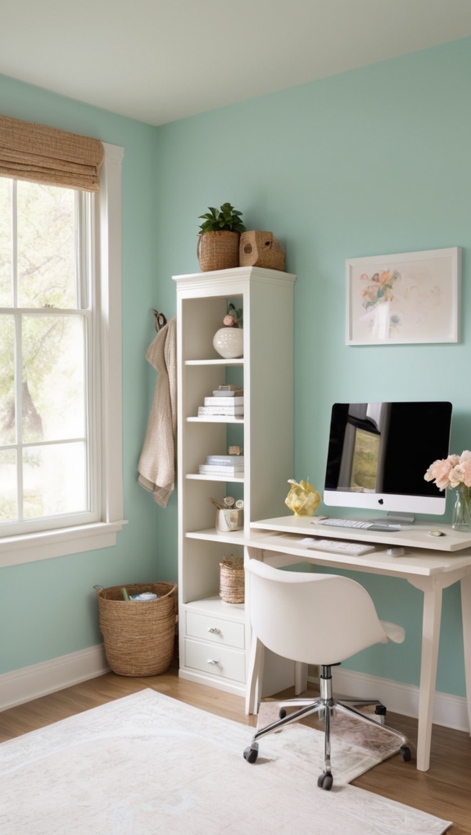 cozy home office, home office decor, home office ideas, guest room design, work from home