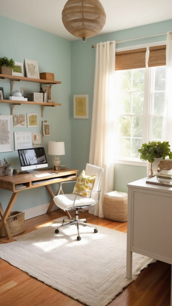 cozy home office, home office decor, home office ideas, guest room design, work from home