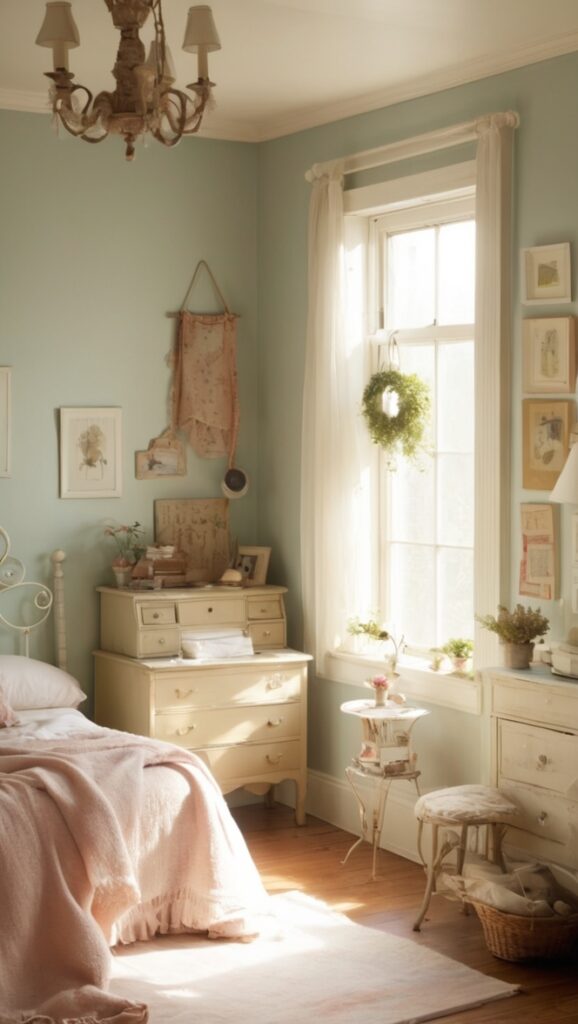 cozy bedroom decor, vintage bedding, antique furniture, rustic bedroom design, shabby chic decor