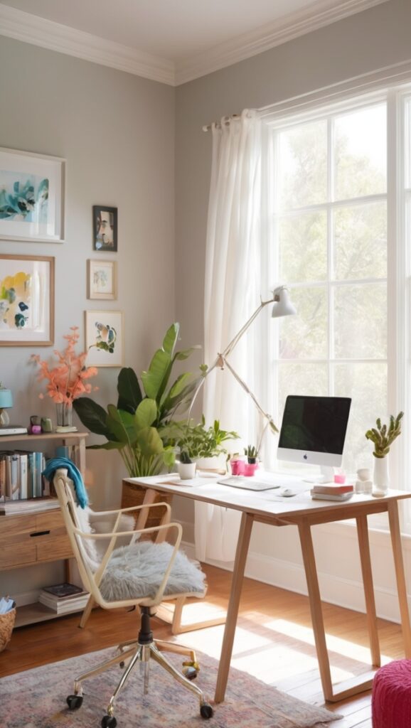 home office setup, remote work space, cozy workspace, ergonomic chair, productivity tools