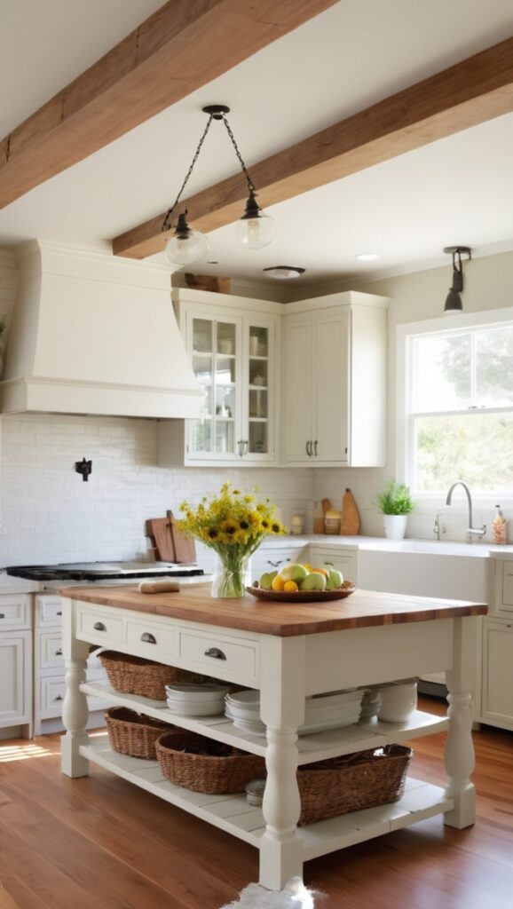 farmhouse kitchen island, rustic kitchen island, distressed kitchen island, vintage kitchen island, reclaimed wood kitchen island