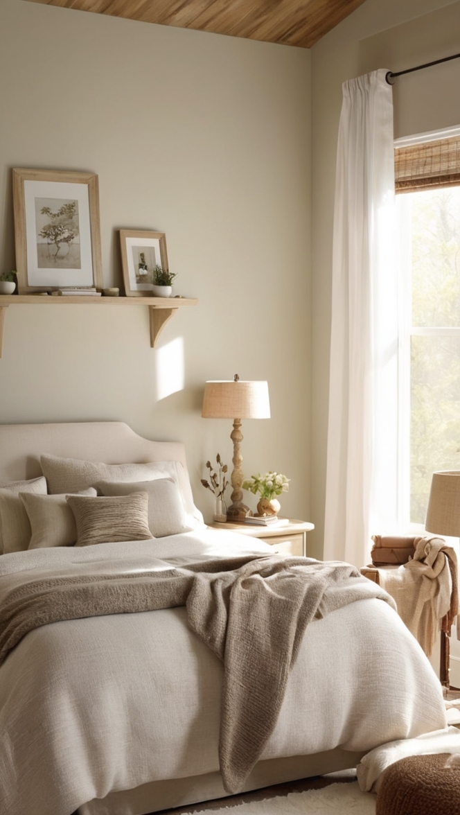 modern bedroom design, cozy bedroom decor, neutral bedroom ideas, modern neutral colors, cozy bedroom furniture 
