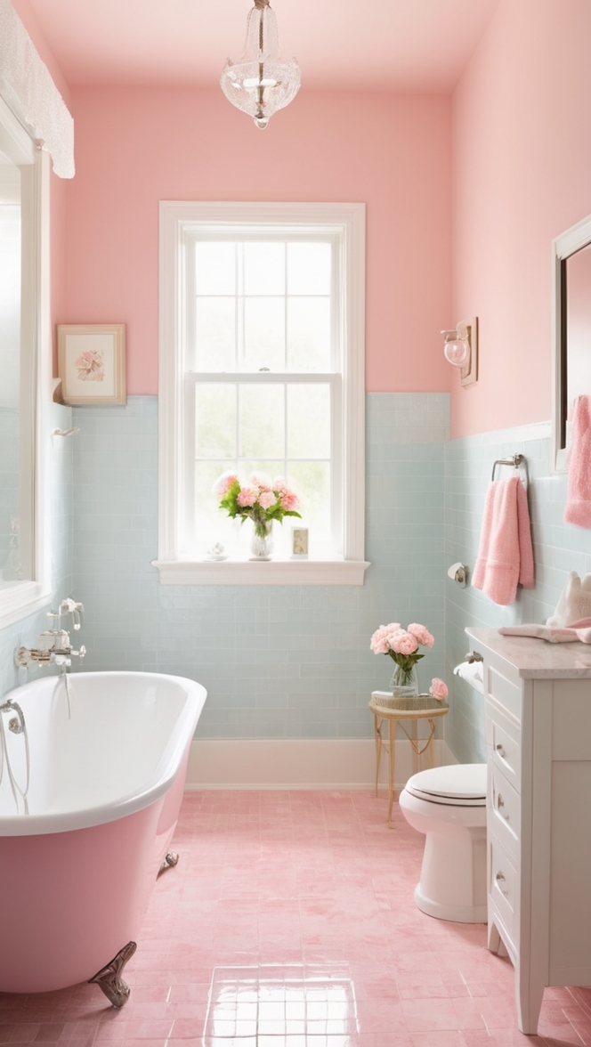 pink bathroom tiles, pink tile backsplash, pink shower wall tiles, pink mosaic tile, pink ceramic bathroom tiles