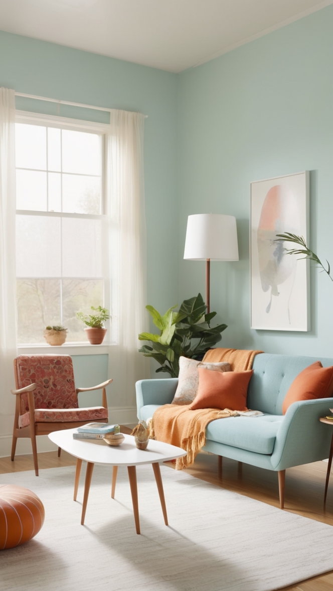 retro minimalist decor,  retro living room design,  minimalist home decor,  vintage living room ideas,  mid-century modern living room