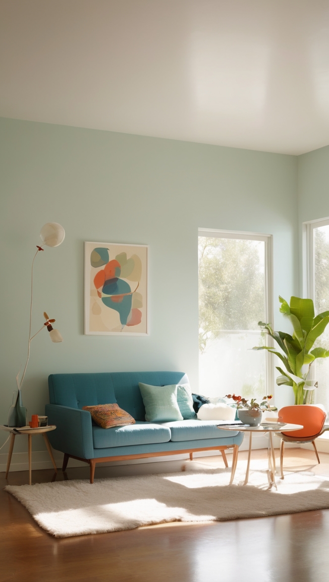 retro minimalist decor,  retro living room design,  minimalist home decor,  vintage living room ideas,  mid-century modern living room 