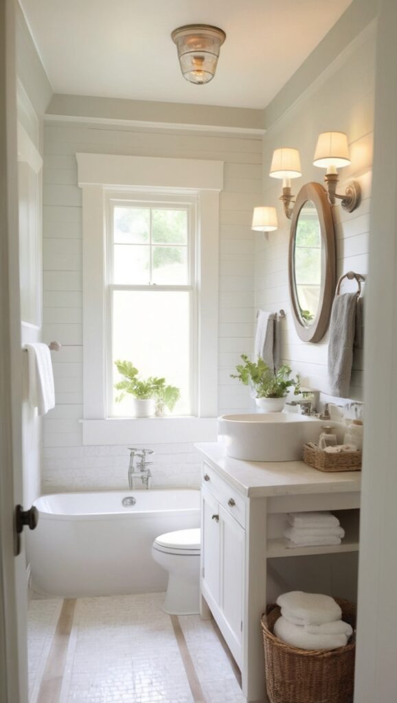 small bathroom renovation, modern farmhouse bathroom design, small bathroom makeover, rustic farmhouse bathroom remodel, small bathroom decorating ideas