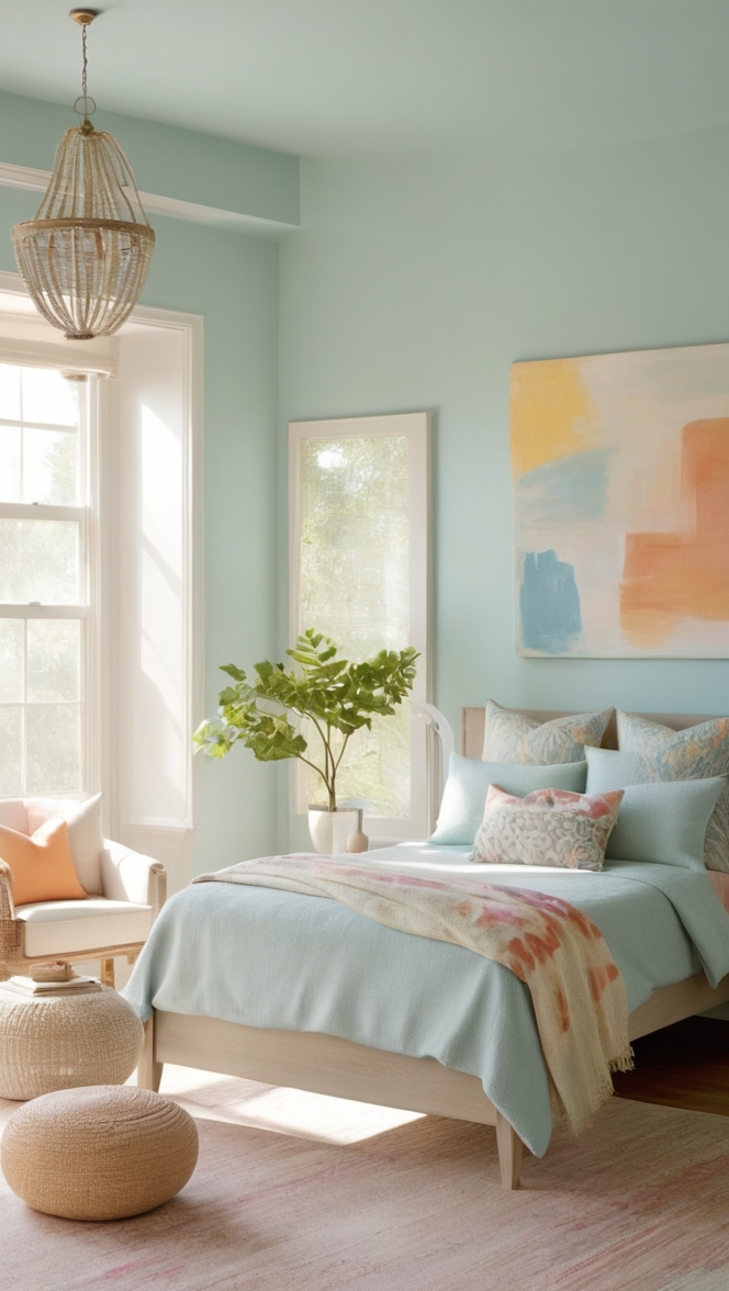 soft summer tones, pastel color scheme, muted hues, gentle color palette, delicate pastel shades