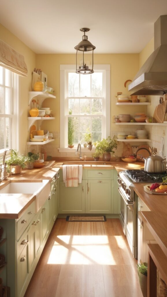 rustic kitchen decor, modern farmhouse kitchen, vintage kitchen design, cozy kitchen accessories, welcoming kitchen ambiance