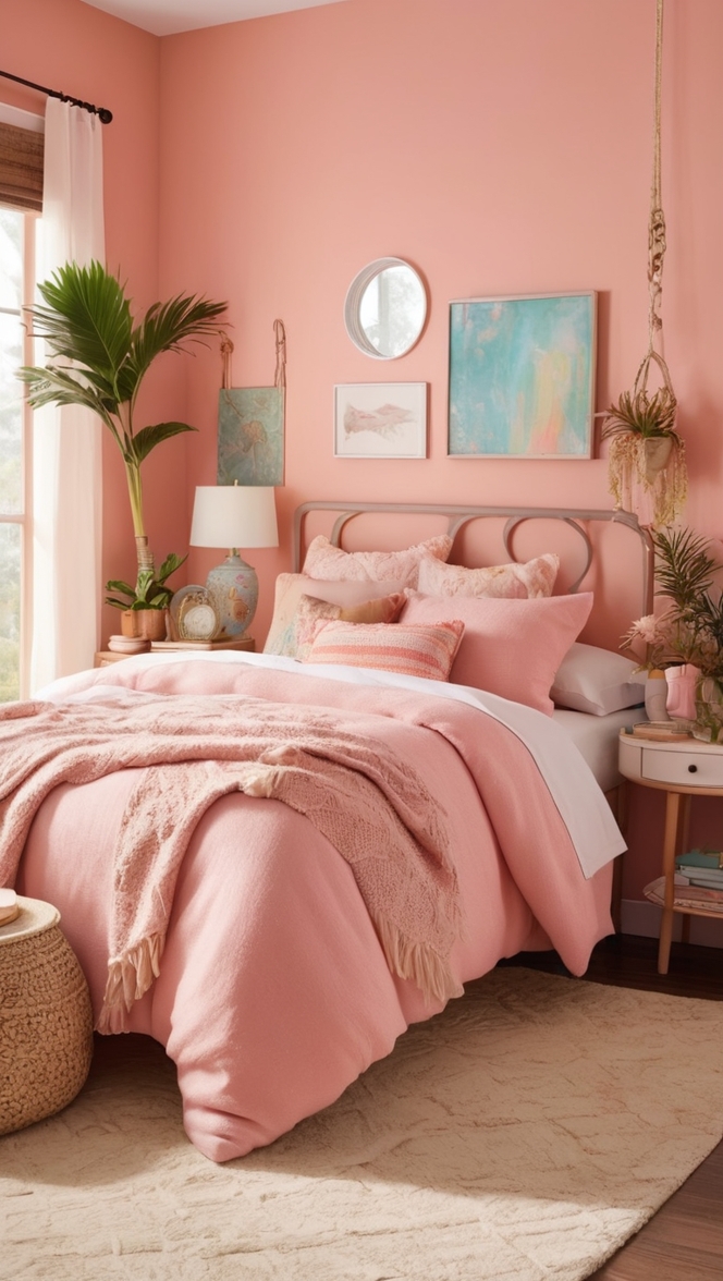 boho decor, bohemian style, vintage bedroom, trendy home decor, stylish interior