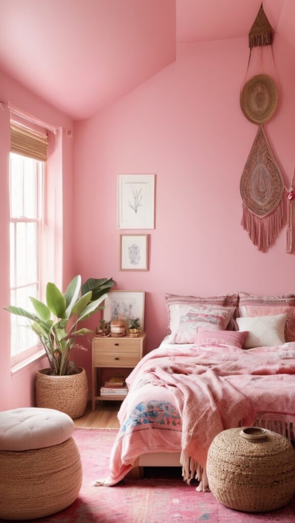 boho decor, bohemian style, vintage bedroom, trendy home decor, stylish interior