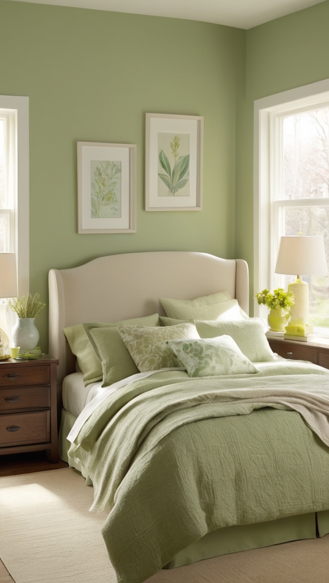 green bedroom decor, eco-friendly bedroom furniture, sustainable bedroom design, organic bedding, nature-inspired bedroom décor