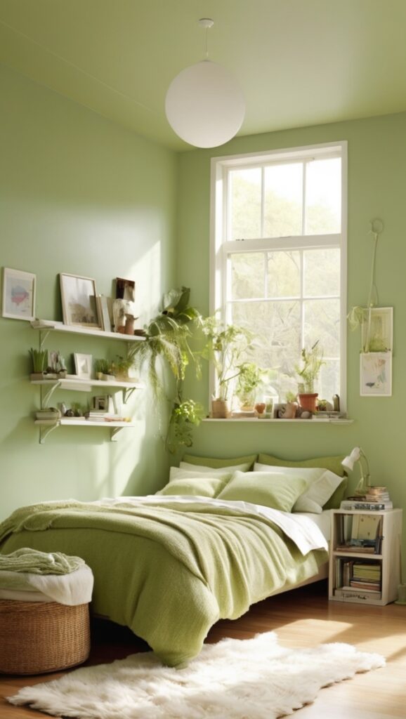 green bedroom decor, eco-friendly bedroom furniture, sustainable bedroom design, organic bedding, nature-inspired bedroom décor
