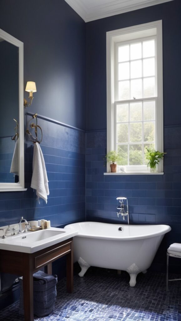 blue bathroom floor tiles, navy blue bathroom tiles, dark ceramic bathroom tiles, midnight blue bathroom tiles, royal blue bathroom tiles