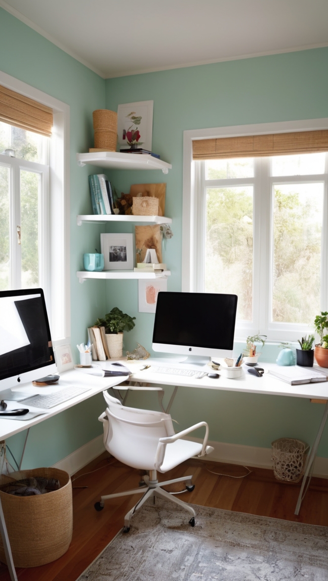 ergonomic office chair, ergonomic desk, standing desk, adjustable desk, dual monitor setup 