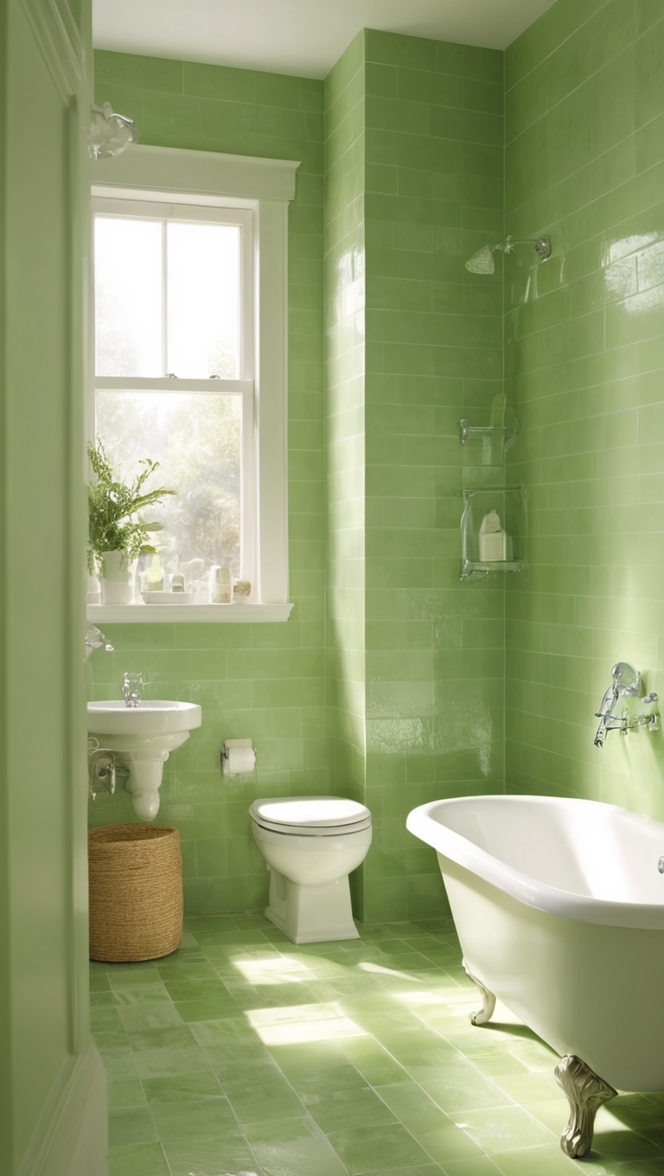green tiles, bathroom renovation, tile design, eco-friendly tiles, luxury bathroom 