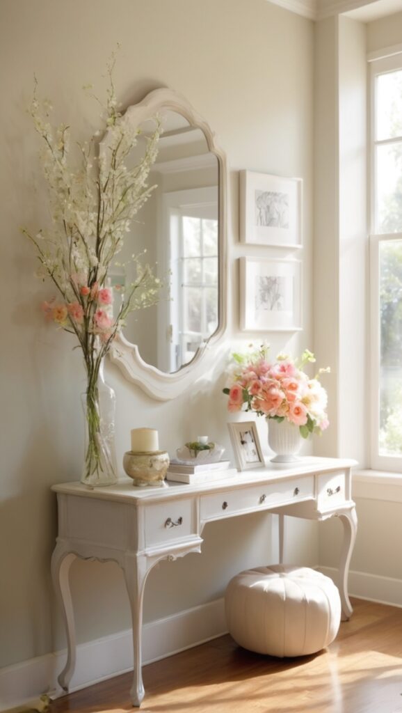 entryway table, foyer table, hallway console table, living room entry table, entrance hall table