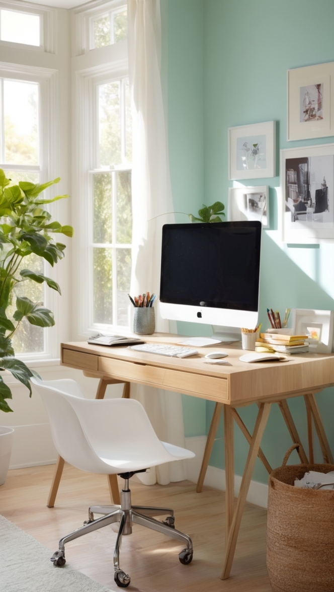 home office decor ideas, home office interior design, home office color palette, cozy workspace design, home office decorating tips 