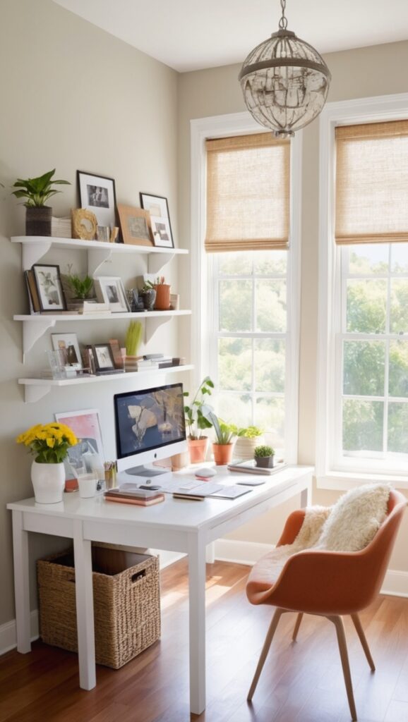 home office furniture, dual workstation setup, shared office equipment, collaborative workspace design, two person home office