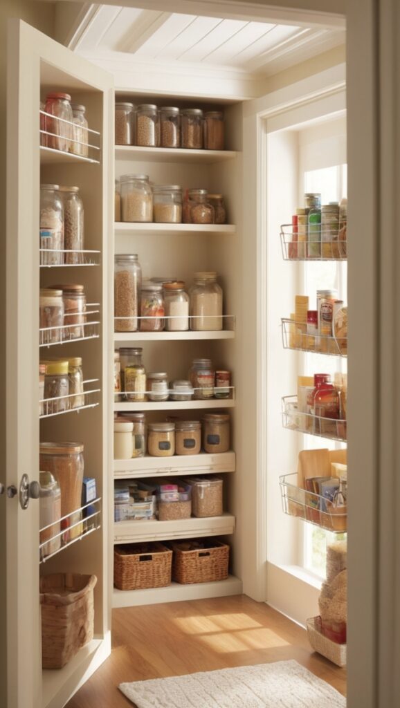 kitchen storage solutions, pantry organization ideas, kitchen cabinet organization, pantry storage shelves, kitchen organization products