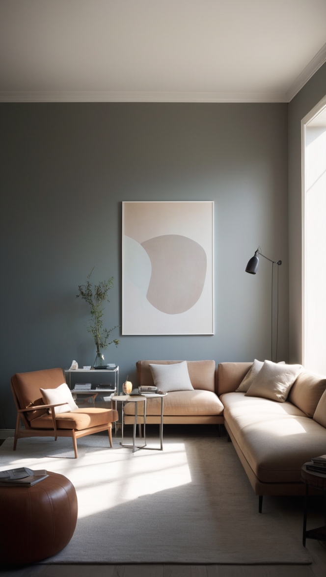 minimalist home decor, modern living room design, elegant interior design, Scandinavian-inspired decor, muted color palette 