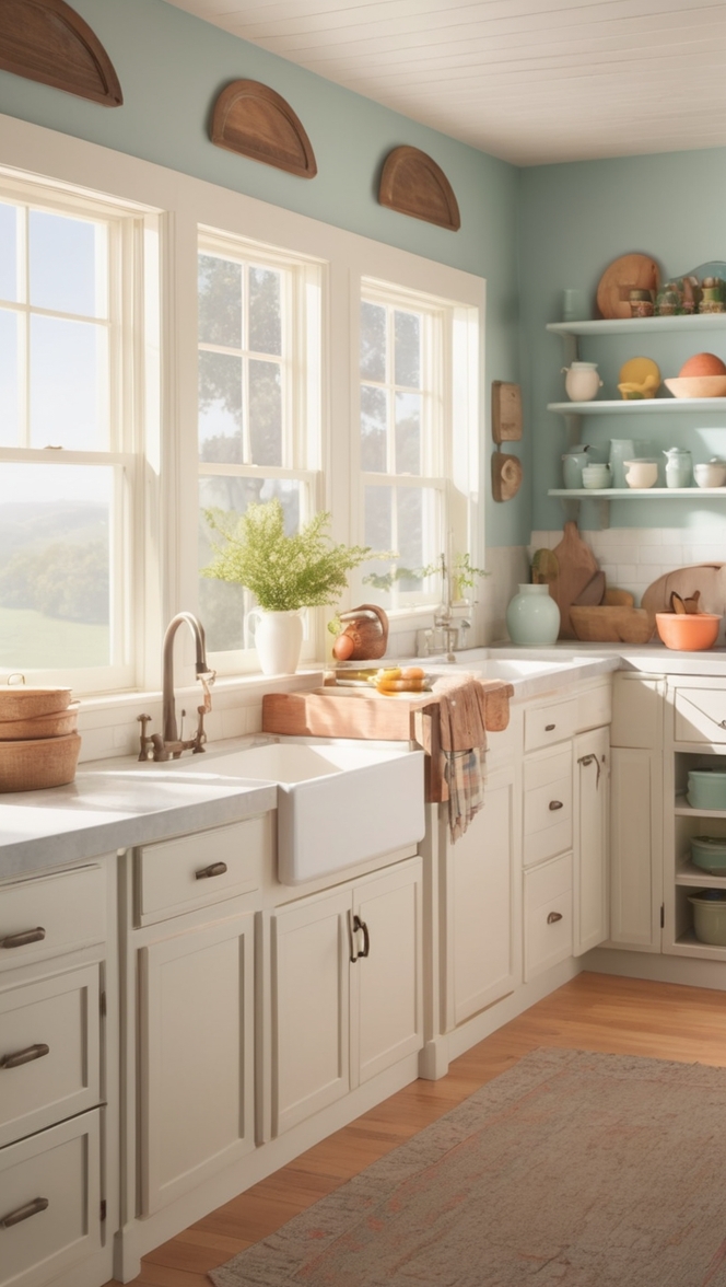 farmhouse kitchen decor, vintage kitchen accessories, rustic kitchen design, country kitchen ideas, shabby chic kitchen cabinets