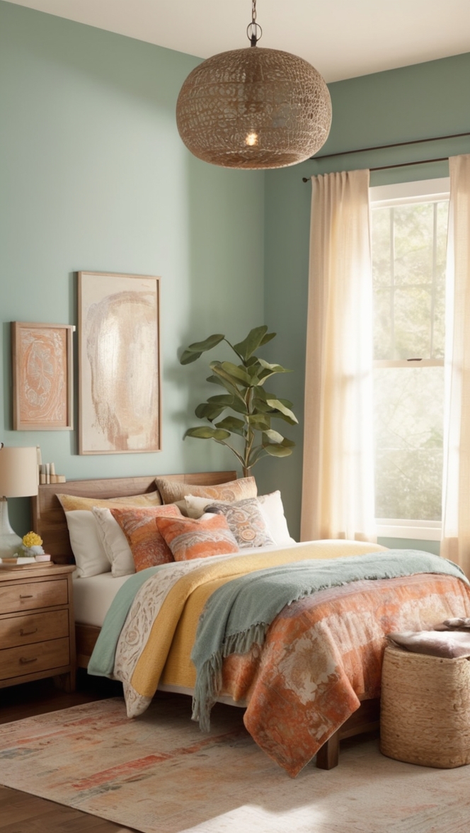 boho home decor, bohemian style bedroom, cozy bedroom ideas, interior design inspiration, dreamy bedroom decor