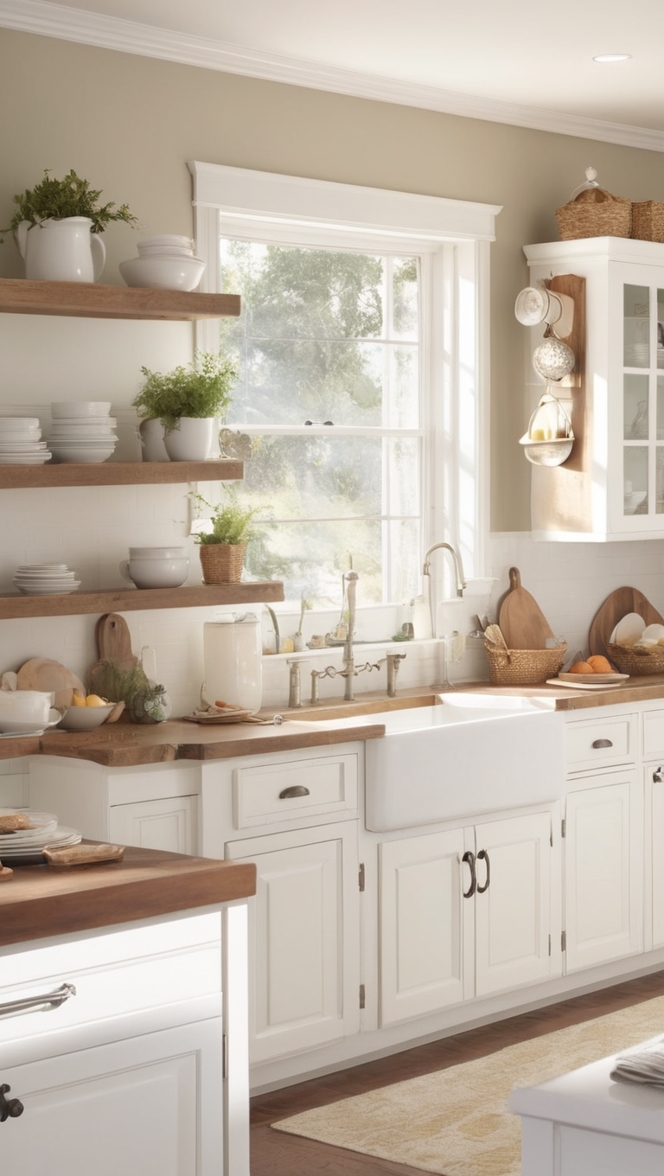 white kitchen cabinets, farmhouse sink, kitchen remodel, shaker cabinets, country kitchen