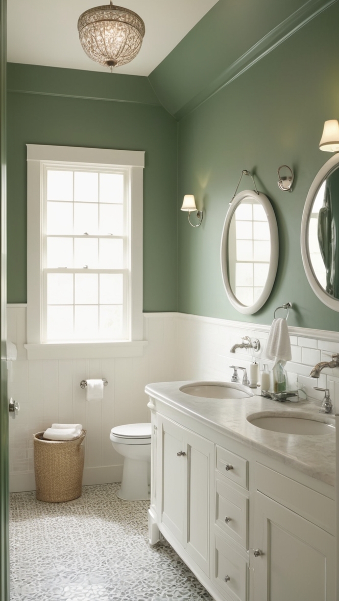 green bathroom decor, modern green bathroom, dark green tiles bathroom, green bathroom accessories, elegant green bathroom