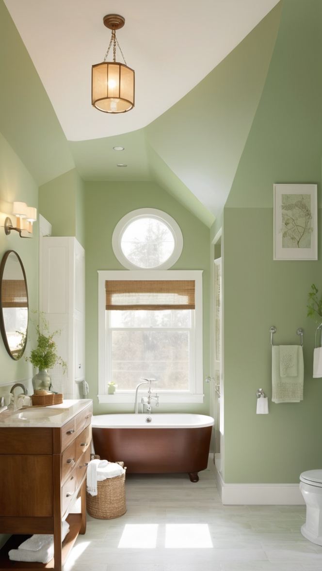 green bathroom decor , wooden bathroom furniture , eco-friendly bathroom materials, natural wood bathroom cabinets, sustainable bathroom accessories