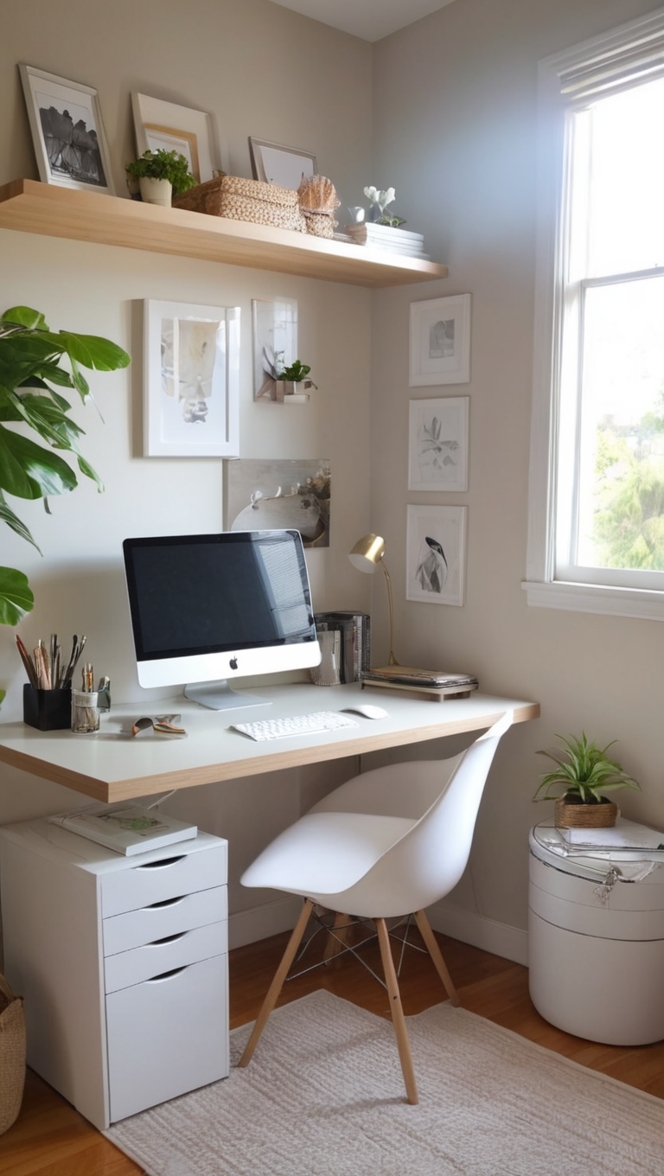 home office organization, small space solutions, bedroom workspace, compact desk ideas, space-saving furniture 